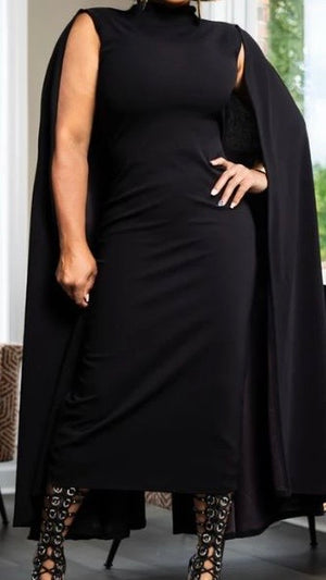 Luxe Flow Cape Dress